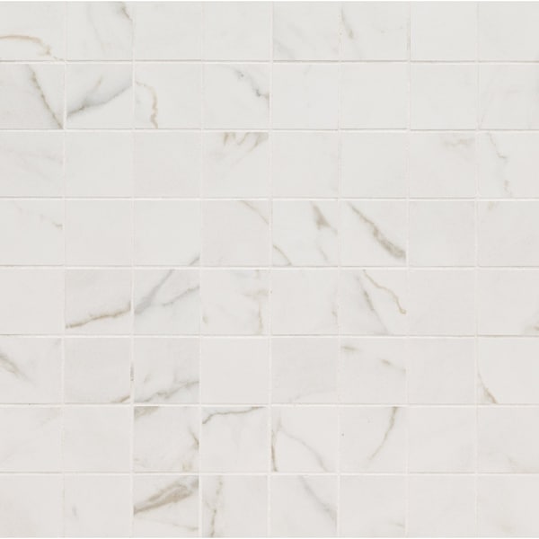 Kaya Calacatta Lucca 3 in X 3 in Matte Porcelain Mosaic Tile, 11PK